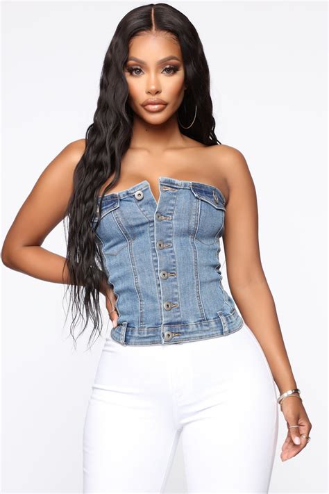 denim top fashion nova